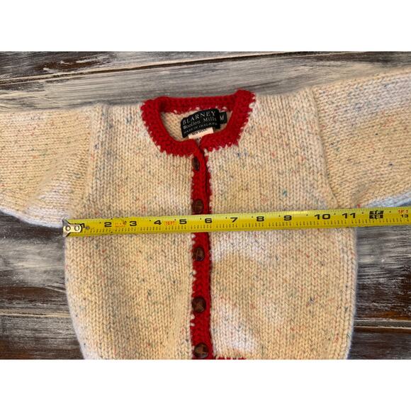 Blarney Woolen Mills Child’s Cardigan Cream with Red Lining Size Medium Ireland - Picture 4 of 5